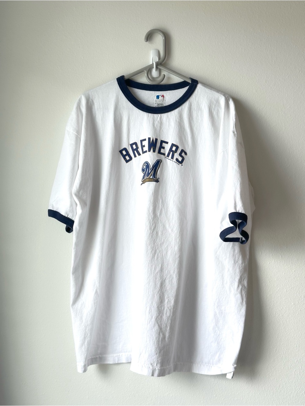 MLB // Milwaukee Brewers White Graphic Ringer T-Shirt - Men's 2XL